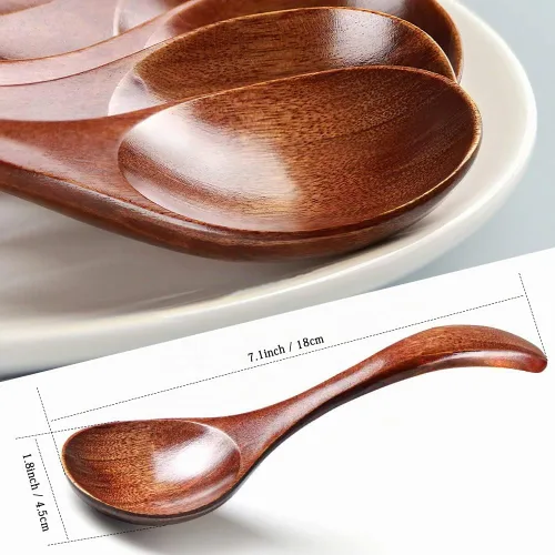 Vista 2 de IQCWOOD Cucharas de madera coreanas de 7 pulgadas para comer, 6 cucharas