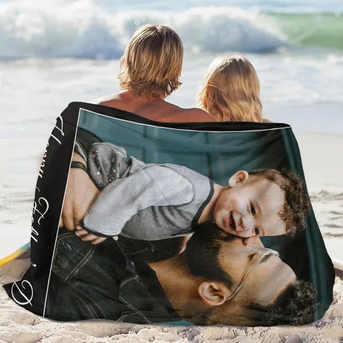 Vista 5 de Manta personalizada para el día del padre con foto, regalos personalizados para papá, papá, abuelo, papá, cumpleaños, Navidad