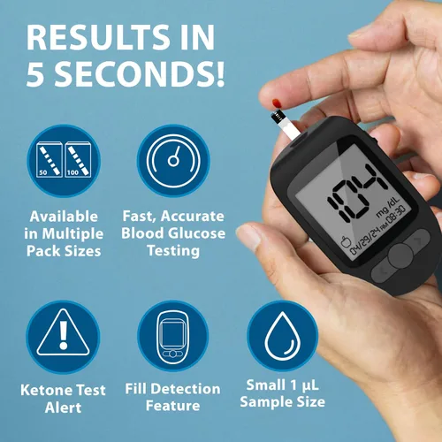 Vista 6 de TRUENESS TRUENESS Family of Self Monitoring Blood Glucosa Tiras de prueba de glucosa en sangre, 50