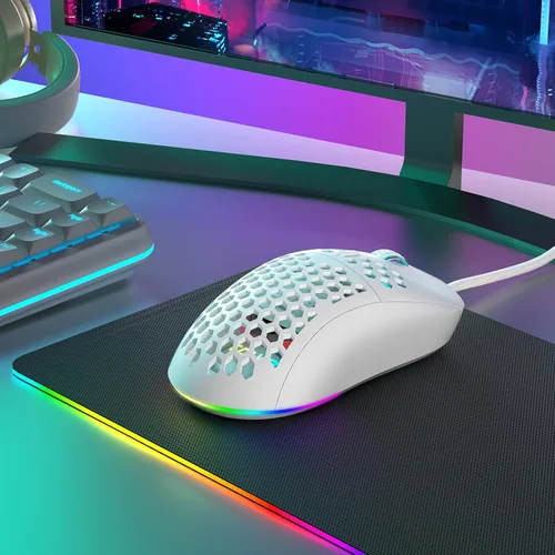 Vista 9 de DIERYA X TMKB - Teclado mecánico para juegos con cable al 60% y mouse para juegos con cable, color blanco (interruptor rojo silencioso)