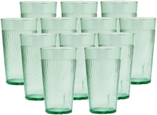 Vista 8 de TrueCraftware - Juego de 12 vasos Belice de policarbonato azul de 8 onzas. Vasos de té helado de alta calidad, apilables, reutilizables, aptos