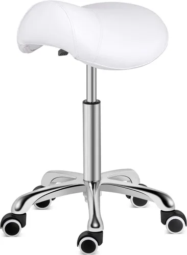 Vista 16 de Kaleurrier Taburete con ruedas para sillas de escritorio giratorias de cocina de salón Asiento de sillín; capacidad de peso de 350 libras; altura