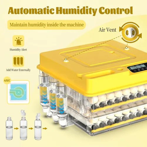 Vista 3 de Incubadora de huevos para incubar huevos 128 incubadora de huevos de pollo con giro automático de huevos y pantalla de humedad, control