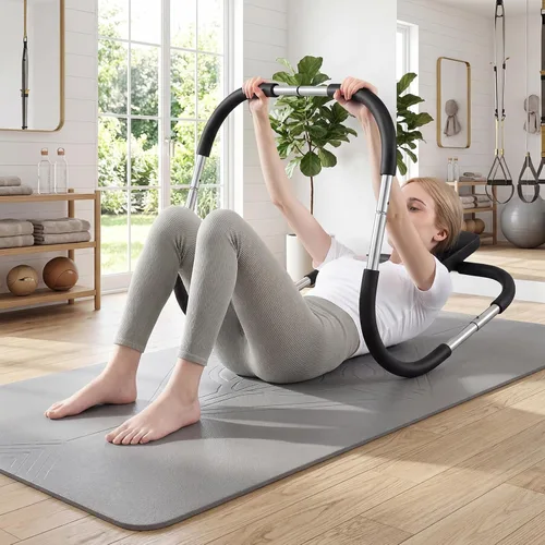 Vista 9 de Goplus AB Fitness Crunch, máquina abdominal portátil, ejercitador de entrenamiento para fuerza central, entrenamiento muscular, entrenador AB