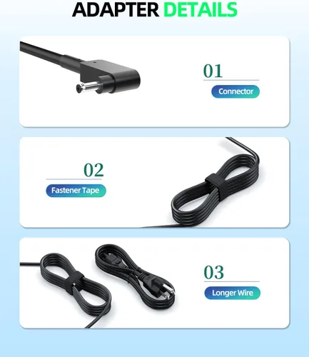 Vista 4 de Cargador de CA Superer de 45 W apto para Acer Aspire N15P6 N19H1 N15P5 N15W9 TravelMate N16Q15 N18P5 Adaptador de cable de alimentación para portátil