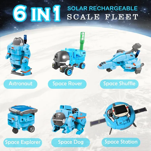 Vista 2 de STEM Education - Juguetes de robots solares para niños de 8 años en adelante, kit de ciencia de bricolaje 6 en 1, juguetes espaciales, 120 piezas