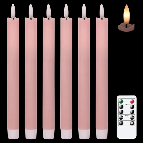 Vista 14 de GenSwin Velas cónicas negras sin llama parpadeantes con control remoto de 10 teclas, funciona con pilas, velas LED cálidas con mecha 3D