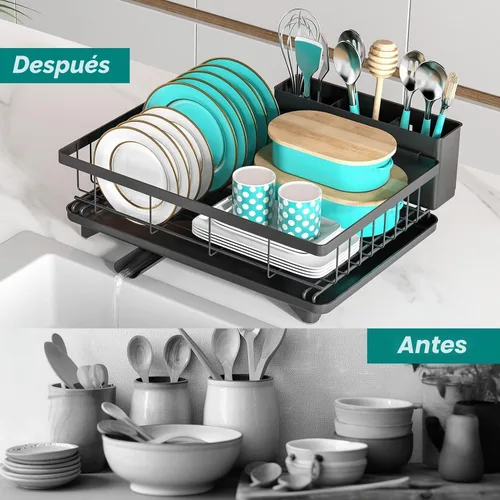 Vista 8 de MERRYBOX Escurridor de platos para encimera de cocina, estante de secado de platos grande mejorado 2025 con soporte para utensilios de 3
