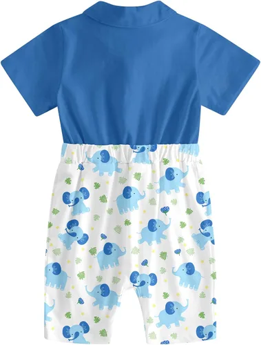 Vista 2 de BFUSTYLE Mameluco para bebé niño 2 en 1, traje de manga corta con pajarita 0-24 meses