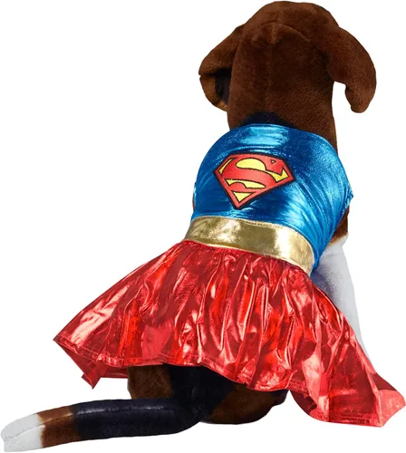 Vista 2 de Rubies disfraz para perro de la colección de héroes y villanos de DC, de Superchica, S, Azul