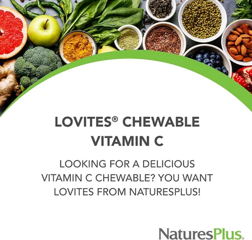 Vista 3 de NaturesPlus Lovites - 90 tabletas masticables en forma de corazón - 500 mg de vitamina C - Sabor natural a frutas - Vegano, sin gluten - 90 porciones