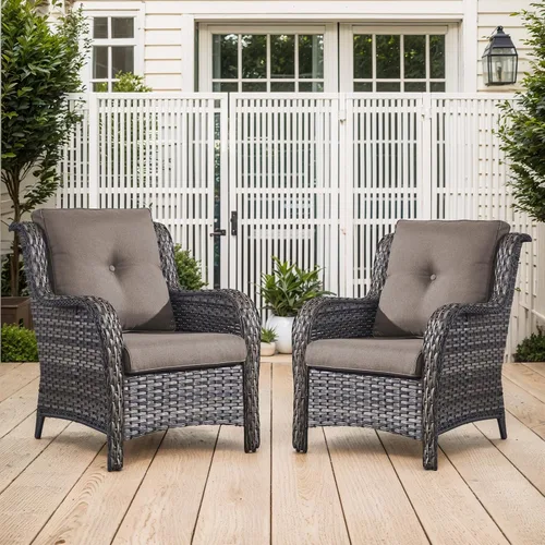 Vista 76 de Belord Mesa auxiliar pequeña para exteriores, mesa de mimbre de vidrio templado, mesa de centro impermeable para patio, mesa auxiliar de ratán