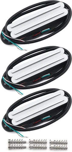 Vista 12 de FLEOR Alnico 5 Hot Dual Rail Humbucker Pastilla de tamaño de bobina única 6-7K Humbucker Pickup, negro