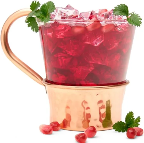 Vista 4 de Advanced Mixology Tazas de mula turca Juego de 4 Base de cobre 100% puro y vidrio Grado alimenticio Acabado martillado