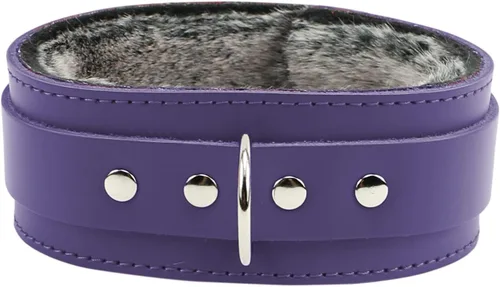 Vista 2 de Astoria Collar Handmade Real Latigo Leather Luxurious Fur Choker Made in USA