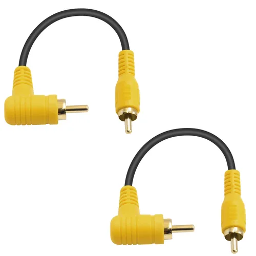 Vista 9 de Duttek Cable RCA de ángulo recto de 5 pies/4.9 ft, estéreo de 90 grados macho a macho con puerto chapado en oro 4K para amplificadores, cine