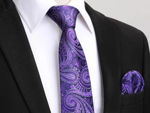 Vista 40 de HISDERN Corbatas para hombre, corbata de cachemira y bolsillo cuadrado tejido clásico floral para hombre, corbata de fiesta de boda