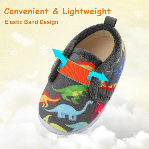 Vista 2 de JOINFREE Pantuflas de casa para bebés, niños y niñas, calcetines de casa para niños, zapatos cálidos para caminar para niños pequeños, talla 3-7