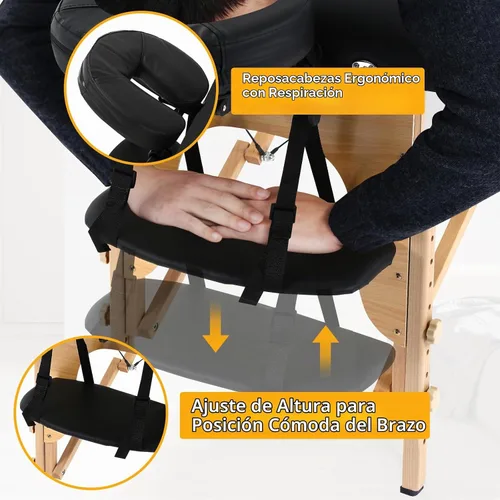 Vista 3 de Mesa de masaje, mesas de masaje portátiles con funda de transporte, cama de spa más suave, mesa de masaje de madera resistente, cama de pestañas