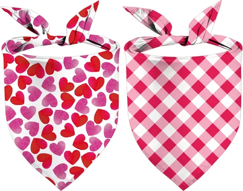Vista 9 de XOXO - Pañuelos para el día de la madre, pañuelo para perro con corazón rojo, 2 unidades (02)