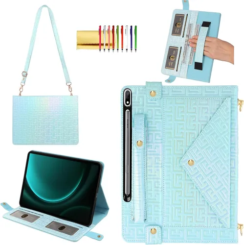 Vista 61 de Bolso Funda para Samsung Galaxy Tab S10 FE/S9 FE 10.9"/S9/S8/S7 11", Techcircle Folio con Soporte Cruzado, Billetera con Ranura para Lápiz S Pen