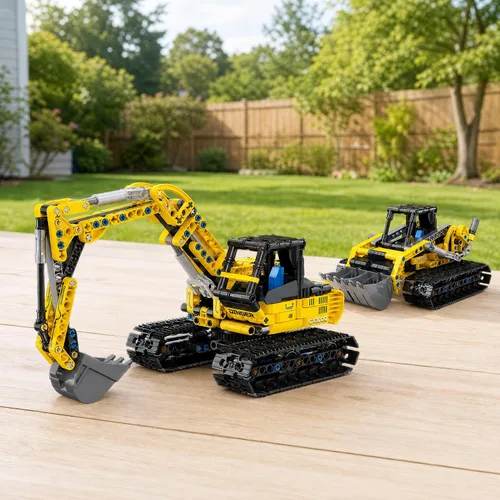 Vista 8 de Xbert 2-in-1 Excavator & Bulldozer Building Block Set for Boy Age 8-12