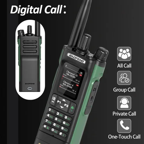 Vista 5 de Radio de Mano BAOFENG DM32 DMR Radio Portátil Recargable Walkie Talkies de Largo Alcance DM32UV 5RM Radio de Dos Vías NOAA Radio del Clima