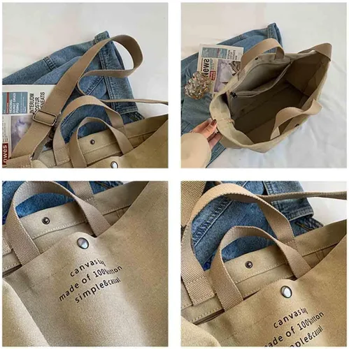 Vista 5 de Sumleno Bolso de mano de lona grande para mujer, bolso de trabajo para hombro, bolso cruzado con asa superior, estilo vintage, estilo grunge, hobo