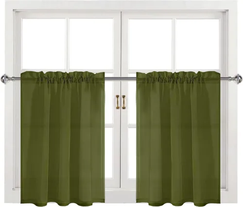 Vista 100 de DWCN Cortinas Transparentes Aqua de Voile Semitransparente con Bolsillo para Barra para Dormitorio y Sala de Estar, 36 x 36 pulgadas de Largo, Juego