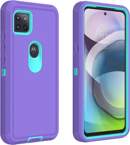 Vista 10 de Funda para Motorola Moto One 5G Ace, funda resistente de poliuretano termoplástico suave, policarbonato duro, resistente, a prueba de golpes, a Negro