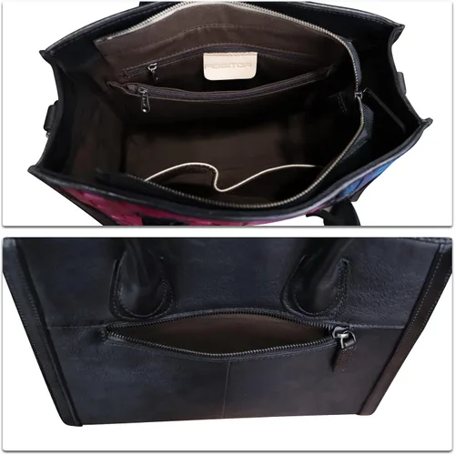 Vista 7 de Bolso de cuero genuino para mujer, bolso de cuero en relieve, bolso de mano con asa superior, bolso cruzado de trabajo