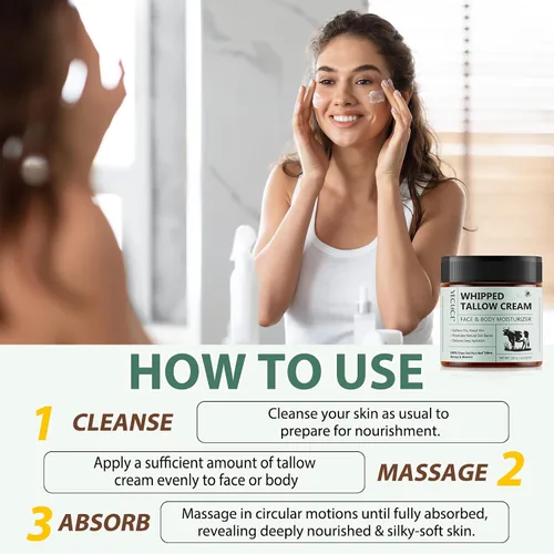 Vista 9 de ReliCo Sarga de ternera batida para la piel humectante facial – Sarga de res orgánica alimentada con pasto batido con crema de miel para el cuerpo