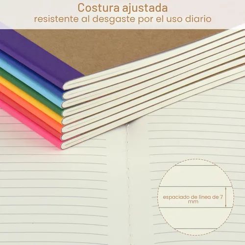 Vista 6 de ZCZN Cuadernos de composición a granel, cuadernos con cubierta kraft A5 y hojas rayadas con espinas de arco iris para la escuela, negocios, trabajo
