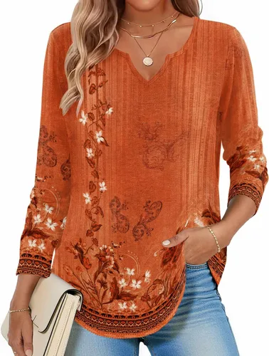 Vista 8 de Zeagoo Camisas de manga larga para mujer, blusas casuales con cuello en V
