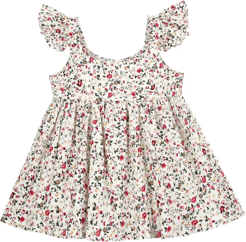 Vista 2 de Ropa de bebé para niñas, 3 piezas, tops florales, vestidos, pantalones cortos, diadema