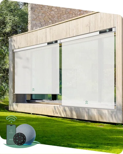 Vista 20 de Yoolax Persianas motorizadas personalizadas para exterior, persianas inteligentes compatibles con Alexa Google, persianas impermeables con control