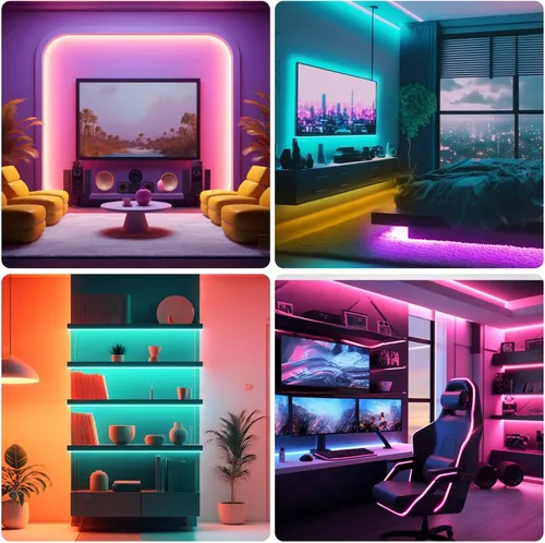 Vista 5 de dalattin Luces LED para Dormitorio 110 Pies (1 Rollo), Tiras de Luces LED Inteligentes con Control de Aplicación y Control Remoto, Tiras de Luz LED