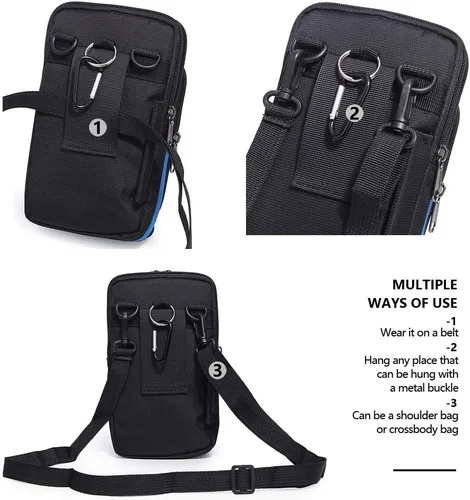Vista 4 de Senient Wolf impermeable de nailon multifuncional teléfono Crossbody cintura cartera viaje pasaporte bolsa