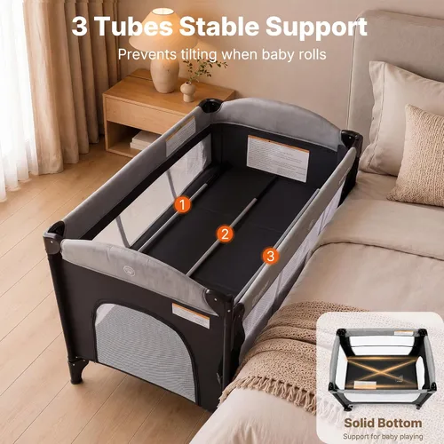 Vista 5 de 4 en 1 moisés para bebé, cama de noche, corral, cambiador