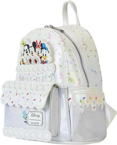Vista 2 de Loungefly Disney 100 Celebration Cake Mini Mochila Mochilas Disney, Blanco, Moderno