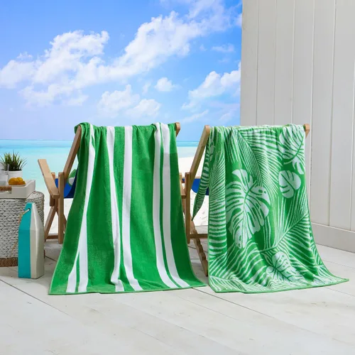 Vista 12 de Great Bay Home Toallas de playa 100% algodón, paquete de 4 toallas de piscina de 30 x 60 pulgadas, toallas absorbentes y de secado rápido