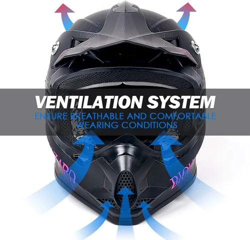 Vista 7 de Orthrus Certificado DOT Casco para Adultos y Jóvenes para Motocicleta de Carretera de Motocross, ATV, Moto de Tierra (BIO-Rosa, S)