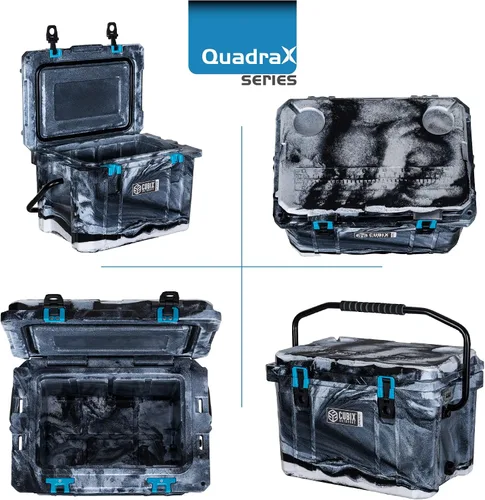 Vista 5 de Cubix Outdoors - QuadraX - Enfriador rotomoldeado de 20 cuartos de galón - Retención de hielo de 5 días, hielera dura portátil con portavasos Urban