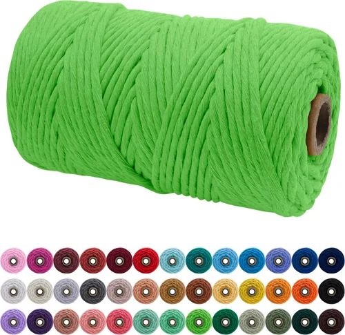 Vista 26 de JeogYong Cordón de macramé de un solo hilo 3 mm x 109 yardas (328 pies) Cuerda de algodón suave Hilo de macramé de 3 mm, suministros de macramé