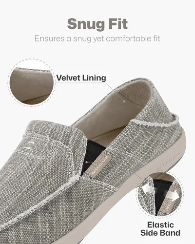 Vista 4 de Zapatos sin cordones para hombre, mocasines de lona con soporte para el arco, tenis ortopédicos casuales para fascitis plantar, zapatos para caminar
