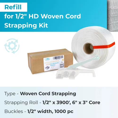 Vista 2 de IDL Packaging Recarga para kits de flejado de cable tejido de 1/2 pulgada para flejado de embalaje – Rollo de flejado de cable tejido de 1/2 pulgada