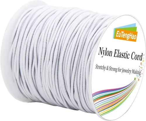 Vista 8 de EuTengHao Cordón elástico de nailon, cordón decorativo de satén negro para hacer pulseras, collares y joyas (0.059 in x 55 yardas)