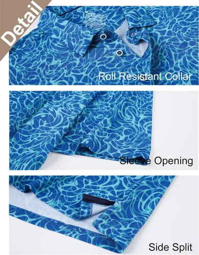 Vista 3 de Esabel.C Camisas de golf para hombre, ajuste seco, manga corta, estampado de manga corta, absorbe la humedad