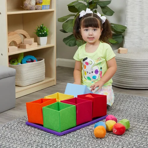 Vista 2 de ABC - Bolas clasificadoras con cajas, 26 bolas de felpa y 6 cajas blandas