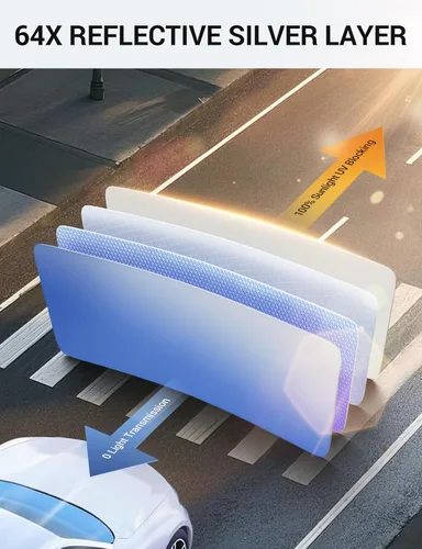 Vista 4 de Proadsy Parasol para parabrisas Rivian R1S 2022-2025 2026 de 4 capas plegable, protector de parasol frontal que bloquea los rayos UV, mantiene